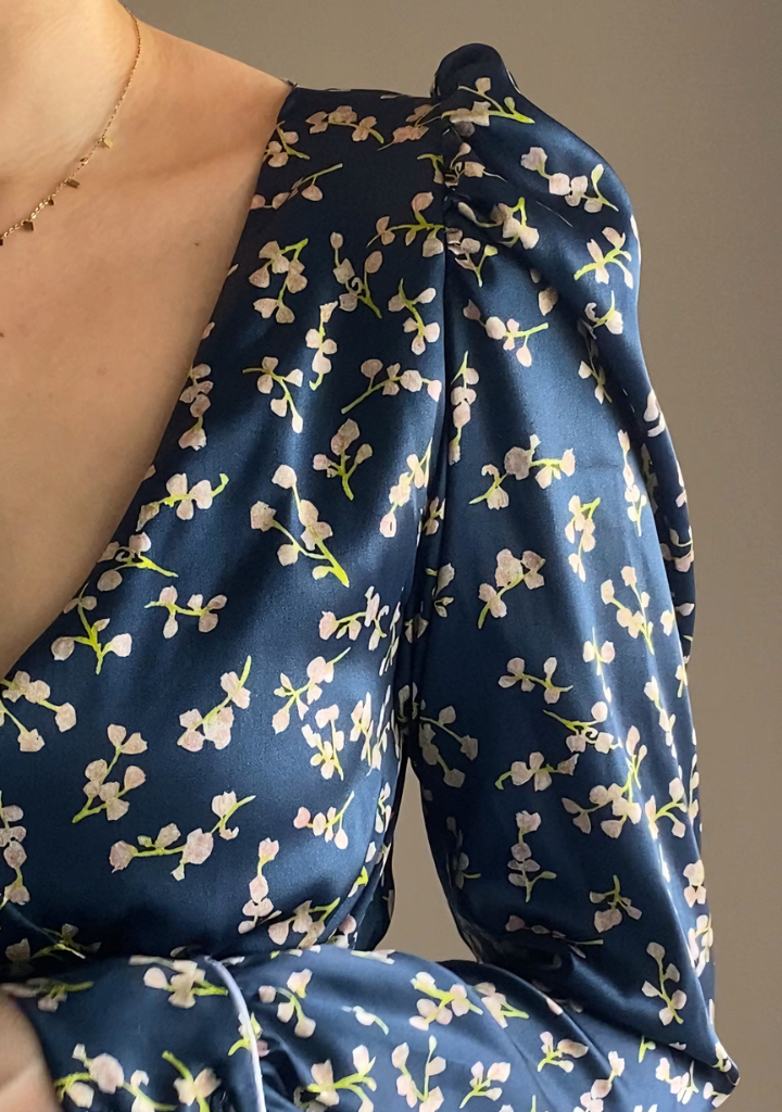 Eloise Silk Top | Midnight Blossom