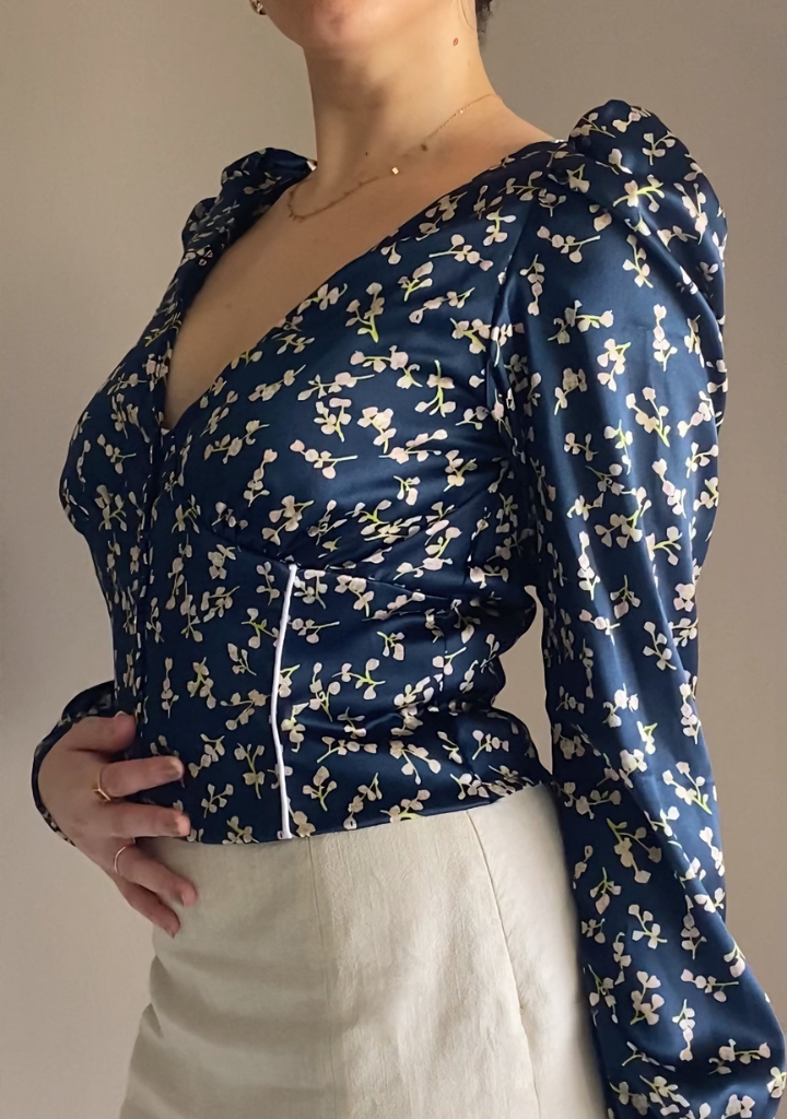 Eloise Silk Top | Midnight Blossom