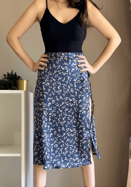 Mae Silk Skirt | Midnight Blossom